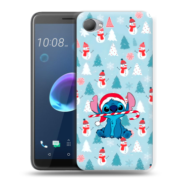 Силиконовый чехол на HTC Desire 12 с принтом Стич Новый год