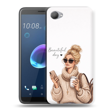 Силиконовый чехол на HTC Desire 12 с принтом женский