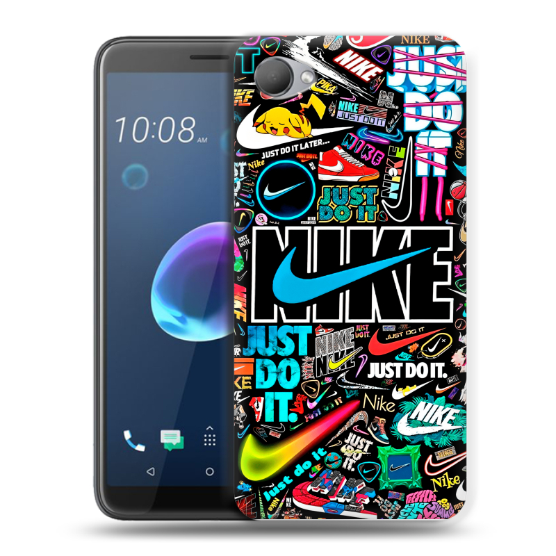 Пластиковый чехол на HTC Desire 12 с принтом найк nike черный Пластиковый чехол на HTC Desire 12 с принтом найк nike черный