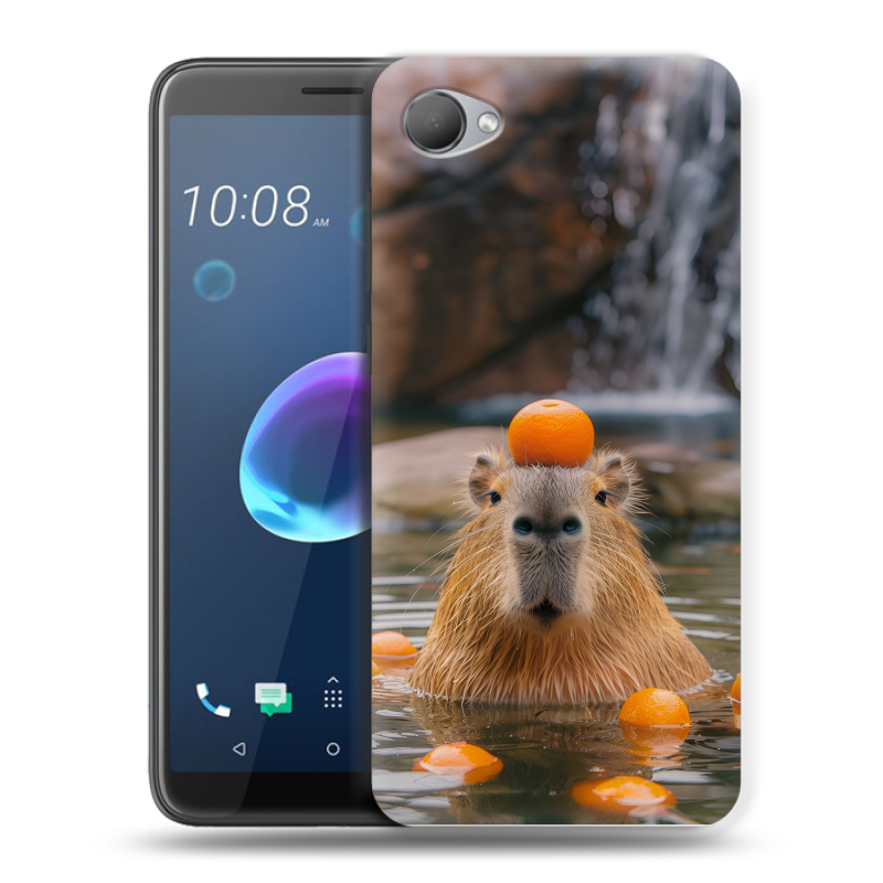 Силиконовый чехол на HTC Desire 12 с принтом Капибара с апельсином Силиконовый чехол на HTC Desire 12 с принтом Капибара с апельсином