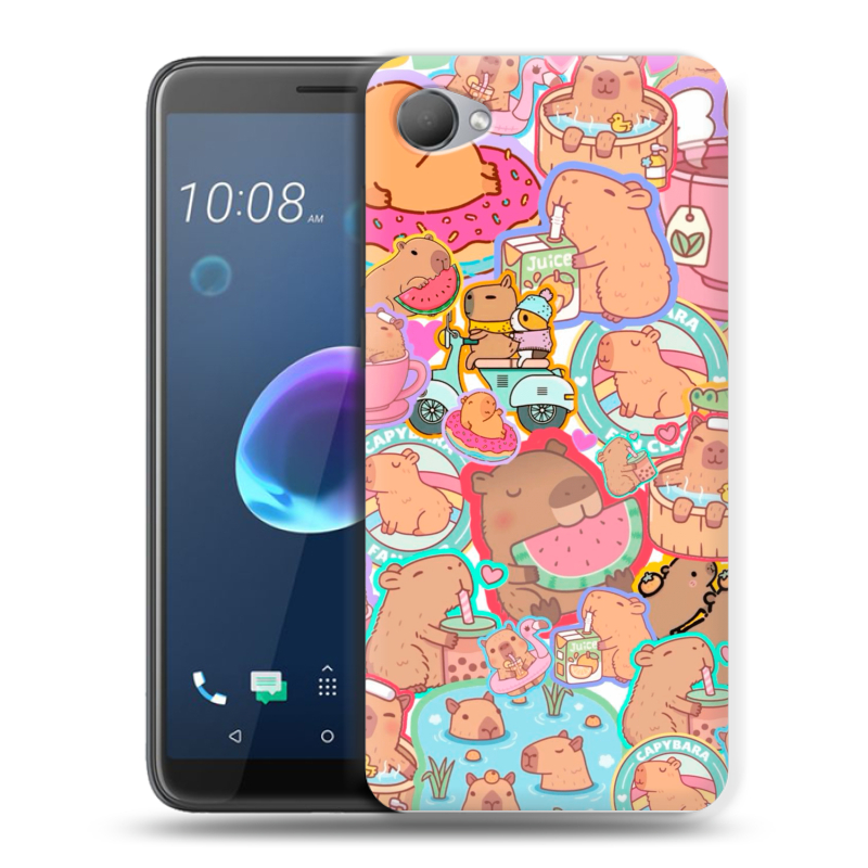 Силиконовый чехол на HTC Desire 12 с принтом капибары Силиконовый чехол на HTC Desire 12 с принтом капибары