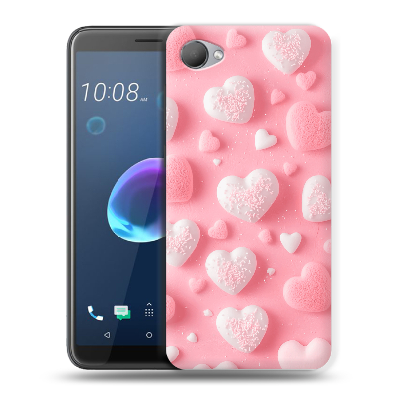Пластиковый чехол на HTC Desire 12 с принтом Сердечки Пластиковый чехол на HTC Desire 12 с принтом Сердечки