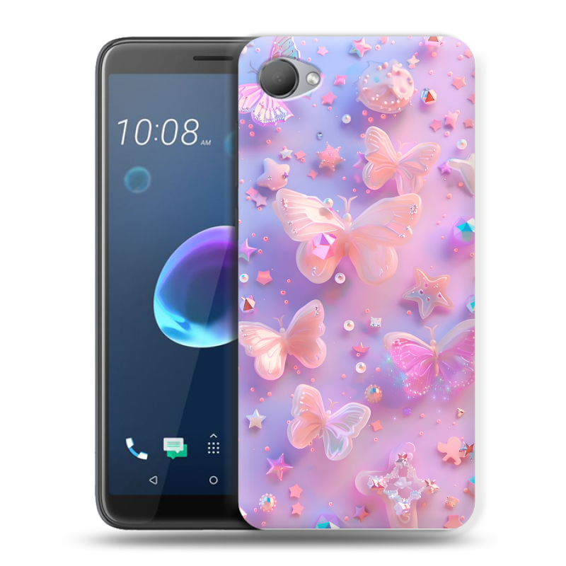 Пластиковый чехол на HTC Desire 12 с принтом Бабочки Пластиковый чехол на HTC Desire 12 с принтом Бабочки