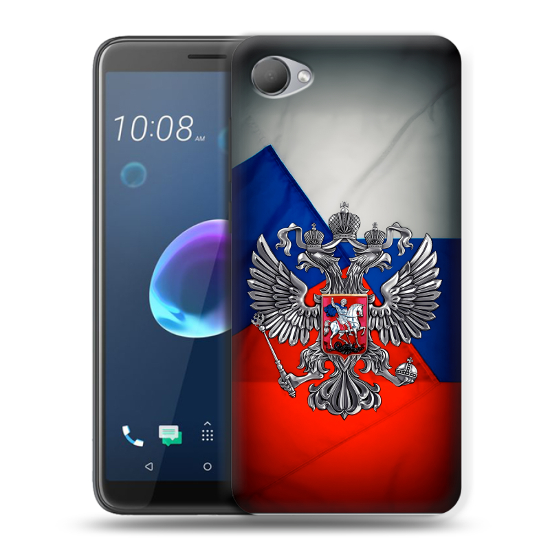 Силиконовый чехол на HTC Desire 12 с принтом Флаг России Силиконовый чехол на HTC Desire 12 с принтом Флаг России