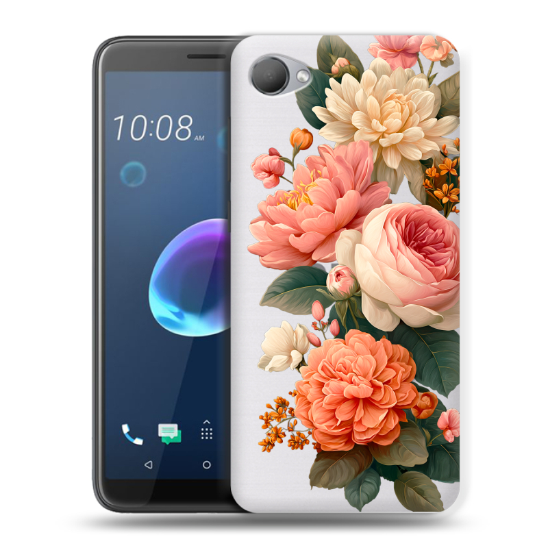 Силиконовый чехол на HTC Desire 12 с принтом цветы Силиконовый чехол на HTC Desire 12 с принтом цветы
