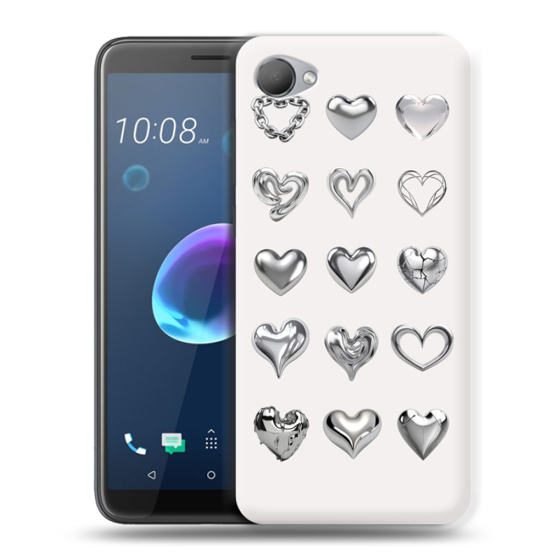 Пластиковый чехол на HTC Desire 12 с принтом Y2K сердечки Пластиковый чехол на HTC Desire 12 с принтом Y2K сердечки