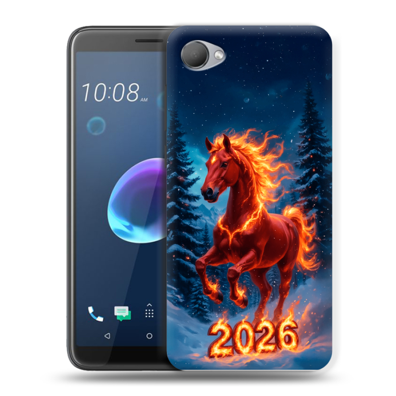 Пластиковый чехол на HTC Desire 12 с принтом Новый год коня Пластиковый чехол на HTC Desire 12 с принтом Новый год коня