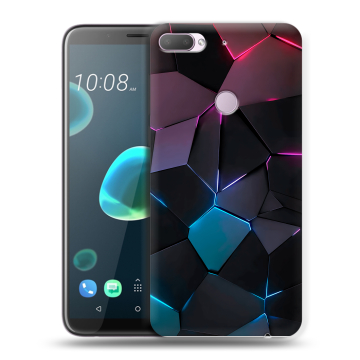 Силиконовый чехол на HTC Desire 12 Plus с принтом Геометрия неона
