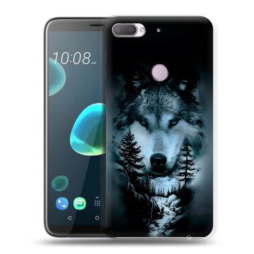 Силиконовый чехол на HTC Desire 12 Plus с принтом Лесной волк