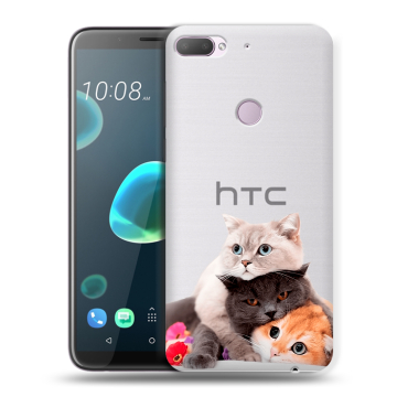 Силиконовый чехол на HTC Desire 12 Plus с принтом Кошки