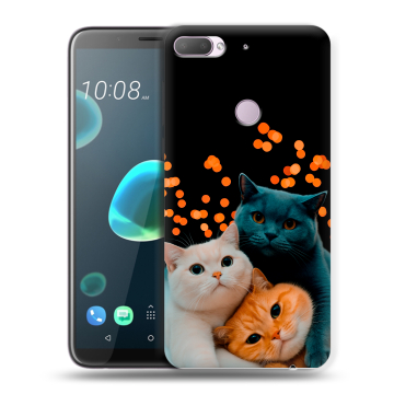 Силиконовый чехол на HTC Desire 12 Plus с принтом Кошки
