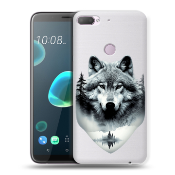 Силиконовый чехол на HTC Desire 12 Plus с принтом Волк в лесу Силиконовый чехол на HTC Desire 12 Plus с принтом Волк в лесу