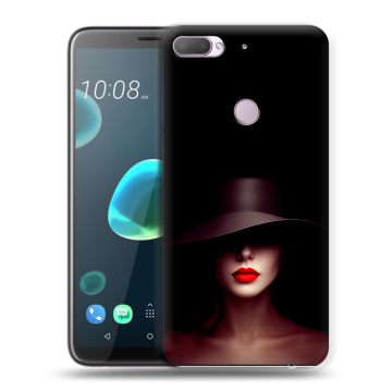 Силиконовый чехол на HTC Desire 12 Plus с принтом Девушка в шляпе Силиконовый чехол на HTC Desire 12 Plus с принтом Девушка в шляпе