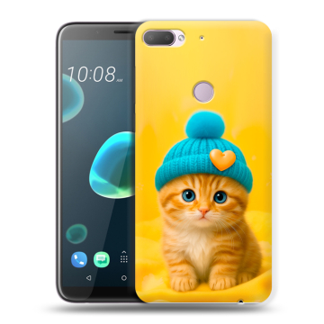 Силиконовый чехол на HTC Desire 12 Plus с принтом Котенок в шапке Силиконовый чехол на HTC Desire 12 Plus с принтом Котенок в шапке