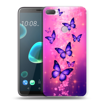 Силиконовый чехол на HTC Desire 12 Plus с принтом Бабочки Силиконовый чехол на HTC Desire 12 Plus с принтом Бабочки
