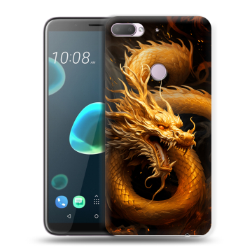Силиконовый чехол на HTC Desire 12 Plus с принтом Золотой дракон Силиконовый чехол на HTC Desire 12 Plus с принтом Золотой дракон