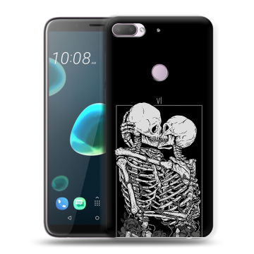 Силиконовый чехол на HTC Desire 12 Plus с принтом Поцелуй скелетов Силиконовый чехол на HTC Desire 12 Plus с принтом Поцелуй скелетов