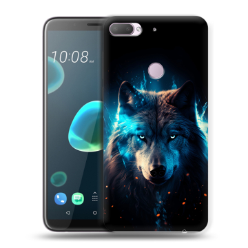 Силиконовый чехол на HTC Desire 12 Plus с принтом Волк ночной