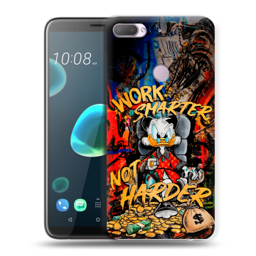 Силиконовый чехол на HTC Desire 12 Plus с принтом Дональд Дак Деньги