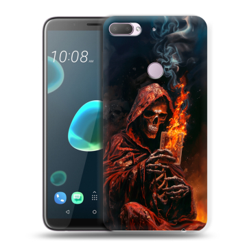 Силиконовый чехол на HTC Desire 12 Plus с принтом Скелет и карты Силиконовый чехол на HTC Desire 12 Plus с принтом Скелет и карты
