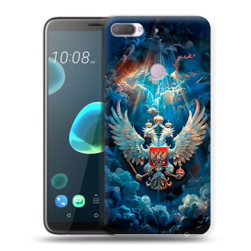 Силиконовый чехол на HTC Desire 12 Plus с принтом Герб флаг России Силиконовый чехол на HTC Desire 12 Plus с принтом Герб флаг России