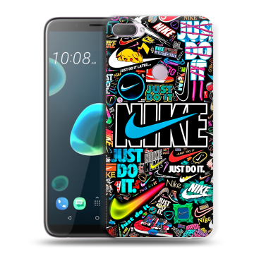 Силиконовый чехол на HTC Desire 12 Plus с принтом найк nike черный Силиконовый чехол на HTC Desire 12 Plus с принтом найк nike черный
