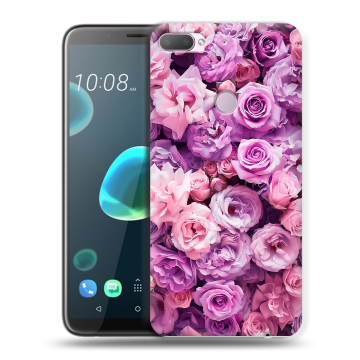 Силиконовый чехол на HTC Desire 12 Plus с принтом лавандовые розы
