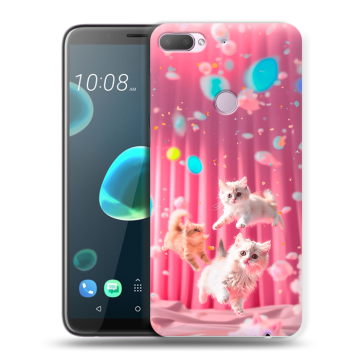 Силиконовый чехол на HTC Desire 12 Plus с принтом милые котики