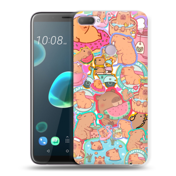 Силиконовый чехол на HTC Desire 12 Plus с принтом капибары Силиконовый чехол на HTC Desire 12 Plus с принтом капибары