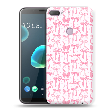 Силиконовый чехол на HTC Desire 12 Plus с принтом Розовые бантики Силиконовый чехол на HTC Desire 12 Plus с принтом Розовые бантики