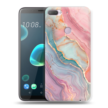 Силиконовый чехол на HTC Desire 12 Plus с принтом розовый мрамор Силиконовый чехол на HTC Desire 12 Plus с принтом розовый мрамор