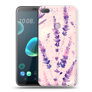 Силиконовый чехол на HTC Desire 12 Plus с принтом цветы лаванда Силиконовый чехол на HTC Desire 12 Plus с принтом цветы лаванда