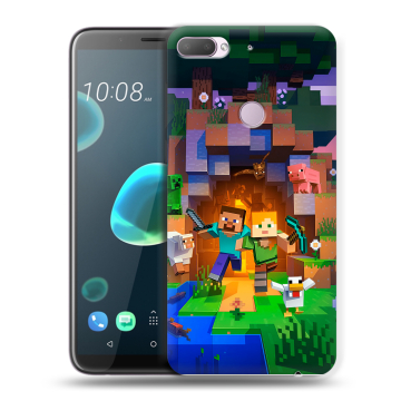 Силиконовый чехол на HTC Desire 12 Plus с принтом Майнкрафт Minecraft Силиконовый чехол на HTC Desire 12 Plus с принтом Майнкрафт Minecraft