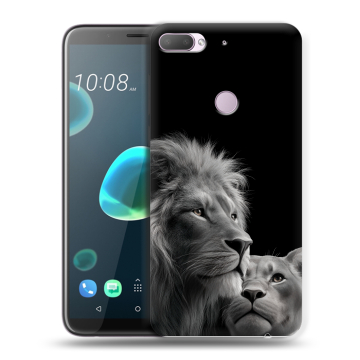 Силиконовый чехол на HTC Desire 12 Plus с принтом Лев кошки