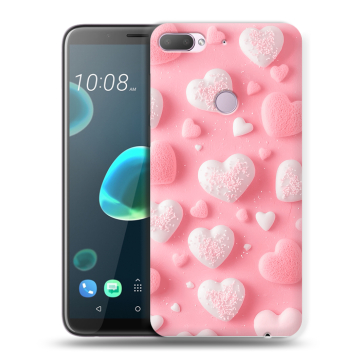 Силиконовый чехол на HTC Desire 12 Plus с принтом Сердечки