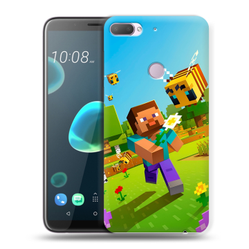 Силиконовый чехол на HTC Desire 12 Plus с принтом Майнкрафт Minecraft