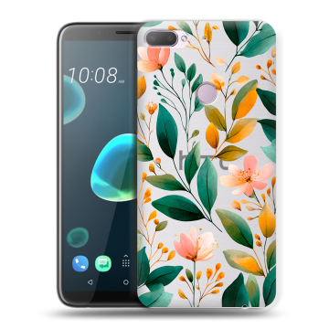 Силиконовый чехол на HTC Desire 12 Plus с принтом Цветы паттерн