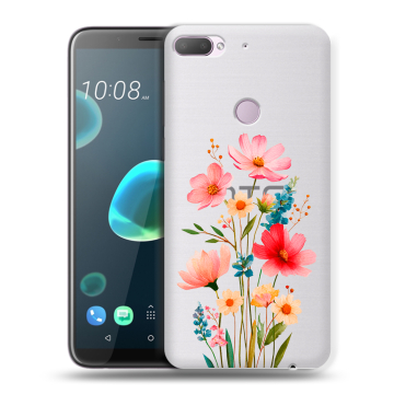Силиконовый чехол на HTC Desire 12 Plus с принтом Цветы