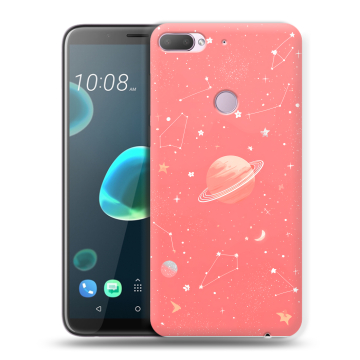 Силиконовый чехол на HTC Desire 12 Plus с принтом Розовый космос