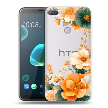 Силиконовый чехол на HTC Desire 12 Plus с принтом Цветы принт