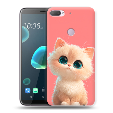 Силиконовый чехол на HTC Desire 12 Plus с принтом Розовый котенок