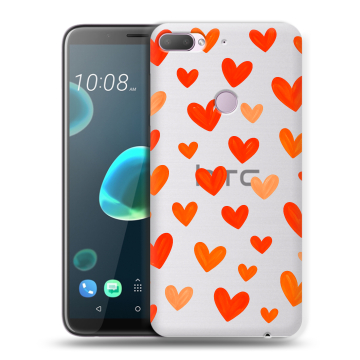 Силиконовый чехол на HTC Desire 12 Plus с принтом Сердечки