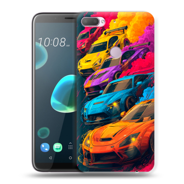 Силиконовый чехол на HTC Desire 12 Plus с принтом Тачки