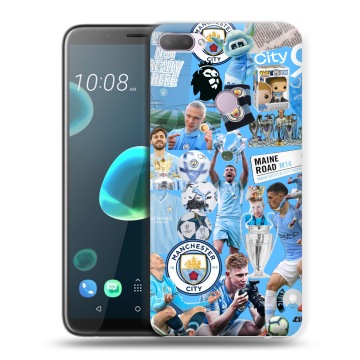 Силиконовый чехол на HTC Desire 12 Plus с принтом Man City Манчестер Сити
