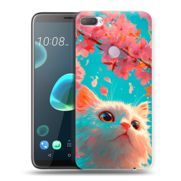 Силиконовый чехол на HTC Desire 12 Plus с принтом Красивый кот