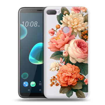 Силиконовый чехол на HTC Desire 12 Plus с принтом цветы