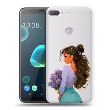 Силиконовый чехол на HTC Desire 12 Plus с принтом девушка цветы