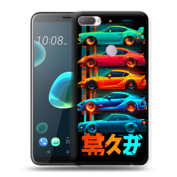 Силиконовый чехол на HTC Desire 12 Plus с принтом машины тачки