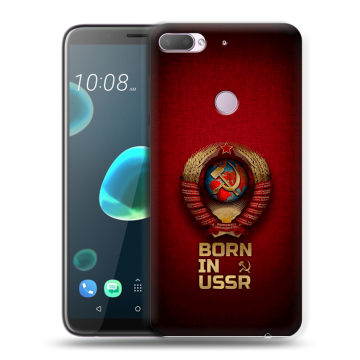 Силиконовый чехол на HTC Desire 12 Plus с принтом Флаг Герб СССР