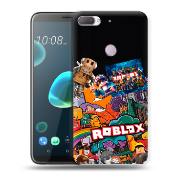 Силиконовый чехол на HTC Desire 12 Plus с принтом Roblox Роблокс